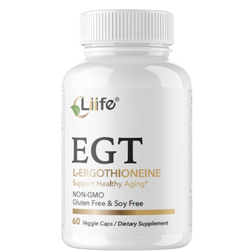 LIIFE L-Ergothioneine Supplement (EGT) 30mg,Compound Antioxidant Supplement (May Support Longevity and Healthy Aging) Promotes Skin Health，60 Capsules，Non-GMO, Gluten Free, Vegan Safe