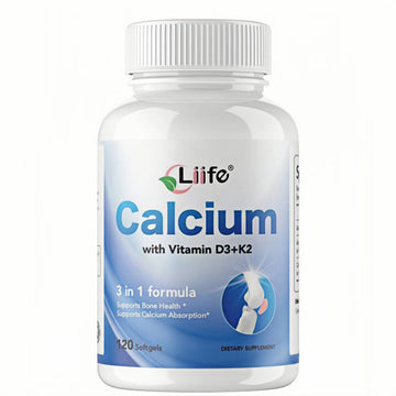 LIIFE 150mg Calcium with Vitamin D3 & K2 (as MK4 & MK7) Coconut Oil Formula, Supports Bone Health, Calcium Absorption & Joint Support, 120 Softgels, 120-Day Supply