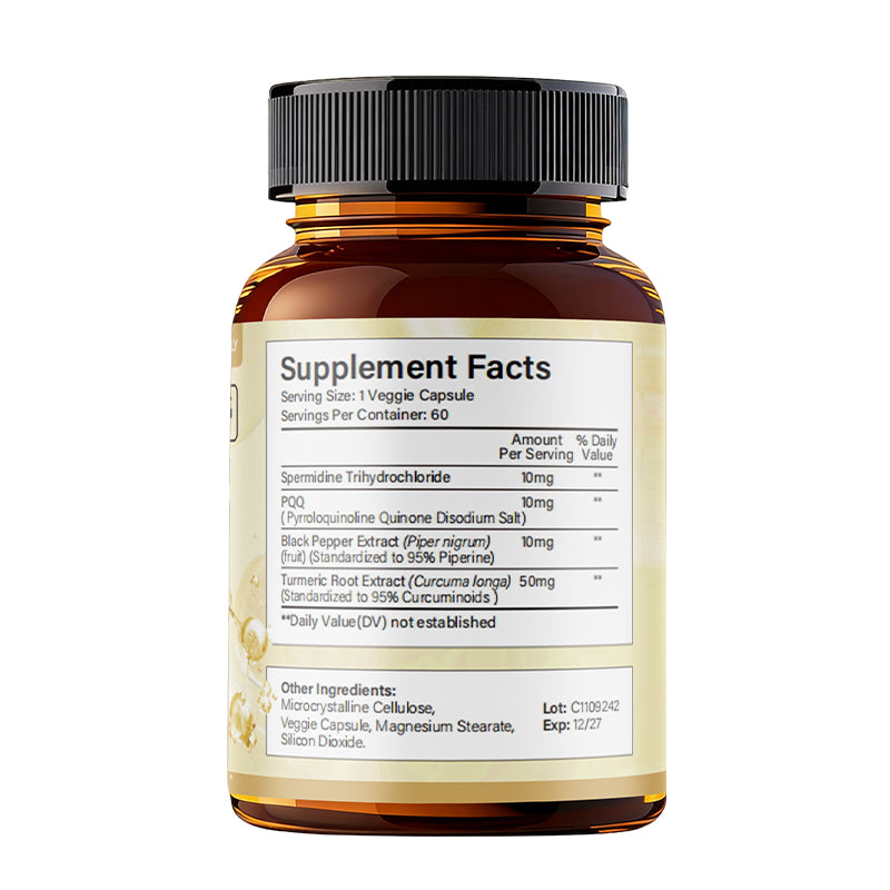 LIIFE Spermidine + PQQ 10mg - Cellular Health & Healthy Aging Support - 60 Veggie Capsules, Made in USA
