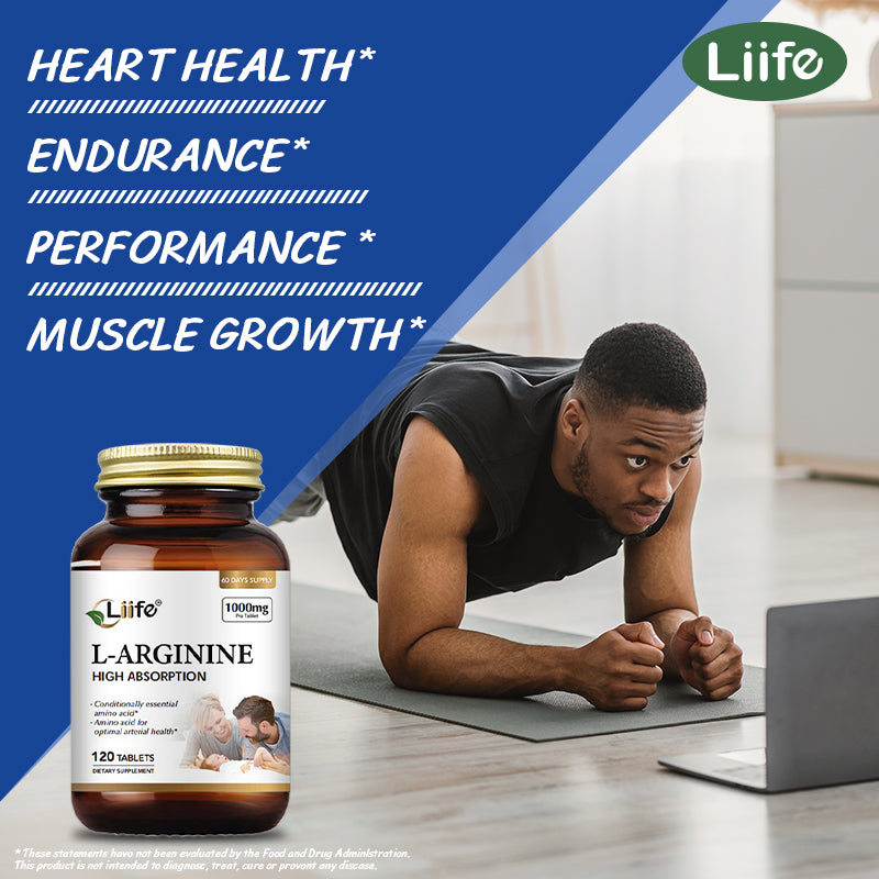 LIIFE L-Arginine | Male Fertility Supplement Support Includes Zinc, Magnesium, Vitamin C, and Ashwagandha |Supporting Blood Flow and Vascular Function– 120 Tablets