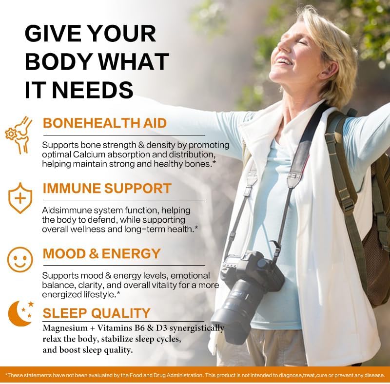 LIIFE Vitamin D3 K2 with Magnesium Bisglycinate & Vitamin B6| D3 5000 IU | K2 (MK7&MK4) 200mcg | Vitamin B6 3mg | Magnesium 200mg | High Absorption | Coconut Oil | Gluten Free | Non-GMO