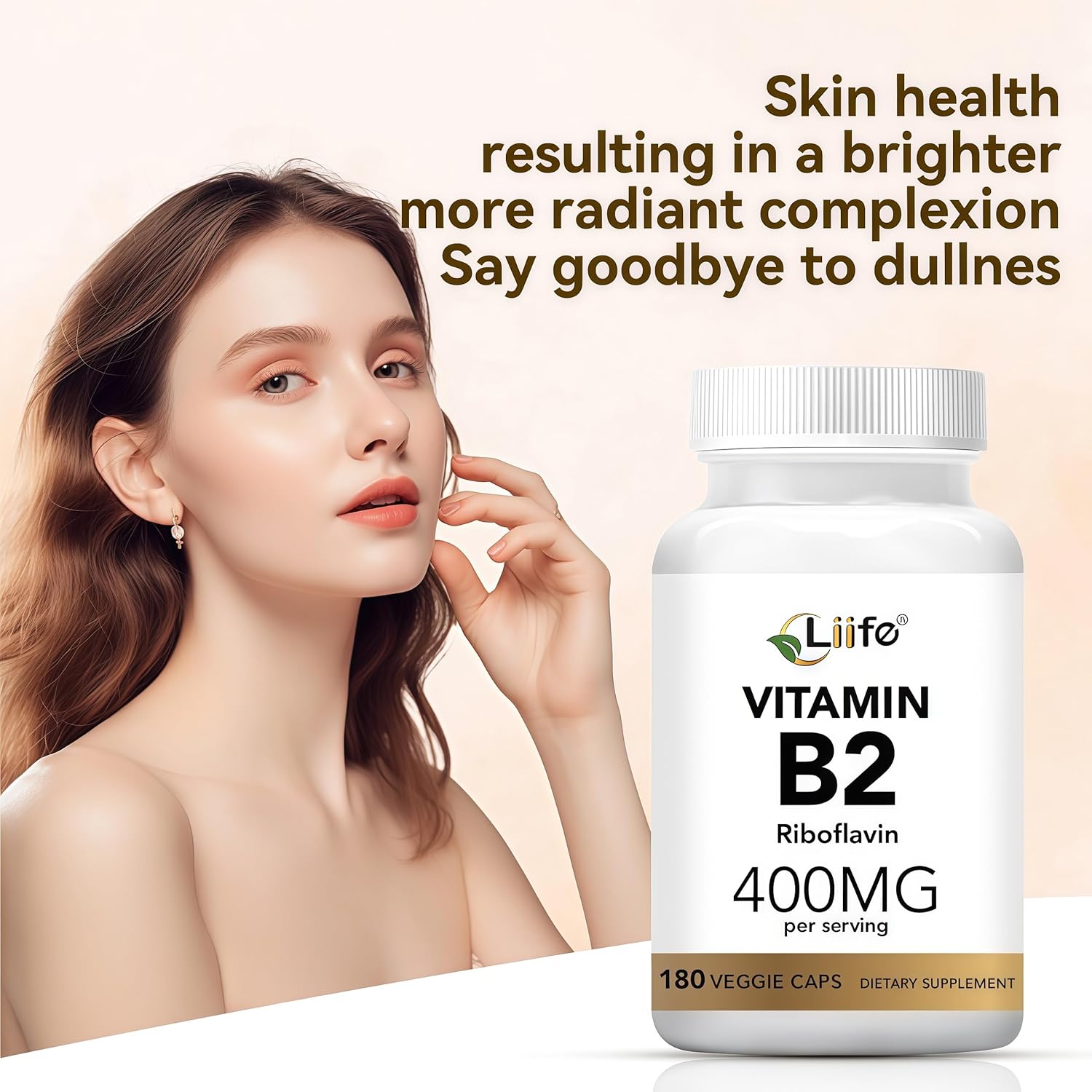 LIIFE High-Dose Vitamin B2 (Riboflavin) 400mg - 180 Vegan Capsules, Energy Metabolism & Mucous Membrane Support, Skin Health Supports Migraine Relief, Gluten-Free Non-GMO