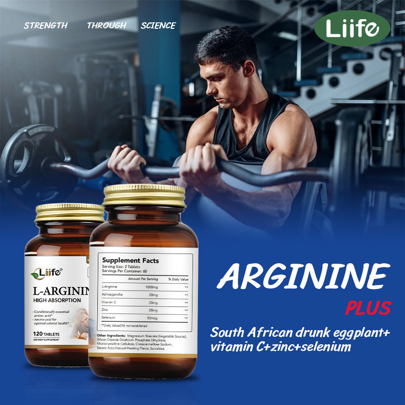 LIIFE L-Arginine | Male Fertility Supplement Support Includes Zinc, Magnesium, Vitamin C, and Ashwagandha |Supporting Blood Flow and Vascular Function– 120 Tablets