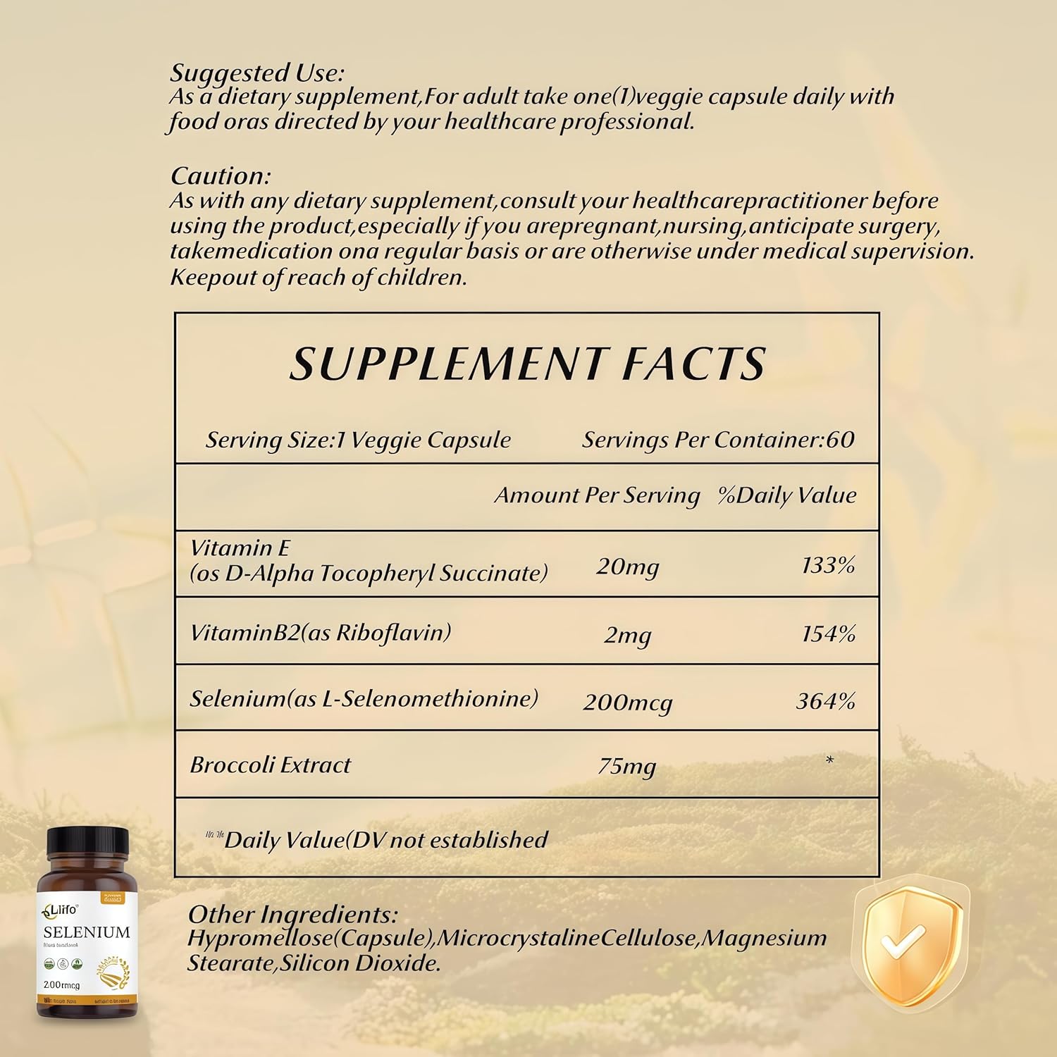 LIIFE Selenium 200 mcg-L-Selenomethionine with Vitamin E & Vitamin B2- Antioxidant for Energy, Heart, & Immune Support