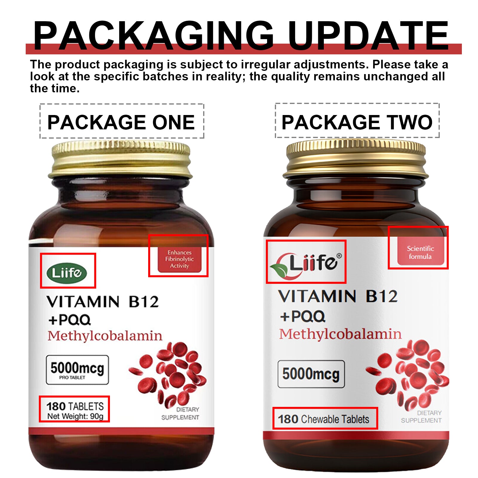 LIIFE Methylcobalamin (Higher PQQ + Vitamin B12) 5000 mcg | Boosts Antioxidant Power & Mitochondrial Support, Promotes Brain & Nerve Health | 180 Chewable Tablets, Gluten-Free Formula, Cherry Flavor