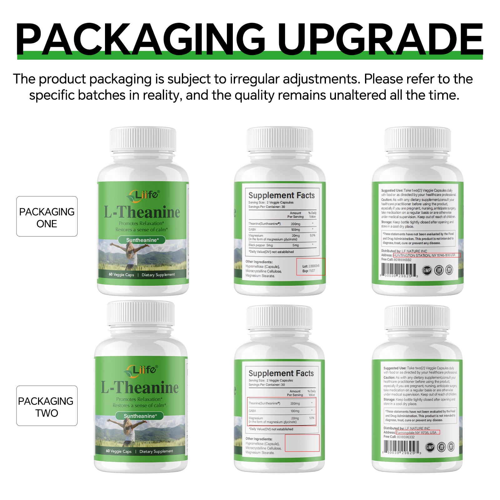 LIIFE L-Theanine (Suntheanine®) with GABA– 60 Veggie Capsules Support with Magnesium & Black Pepper for a Healthy Stress Response, Relaxation, and Focus Increases Brain Alpha-Wave Production*
