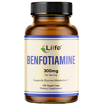 LIIFE Benfotiamine 300mg Per Serving with Leucine Supports Glucose Metabolism & Overall Health,Fat Soluble Vitamin B1 Supplement -120 Veggie Capsules