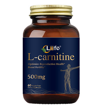 LIIFE L-Carnitine with Folic Acid (Vitamin B9) and Vitamin C,500 mg, 60 Capsules,Supports Healthy Fetal Development, Cardiovascular Function* - Metabolism & Reproductive Health Support*