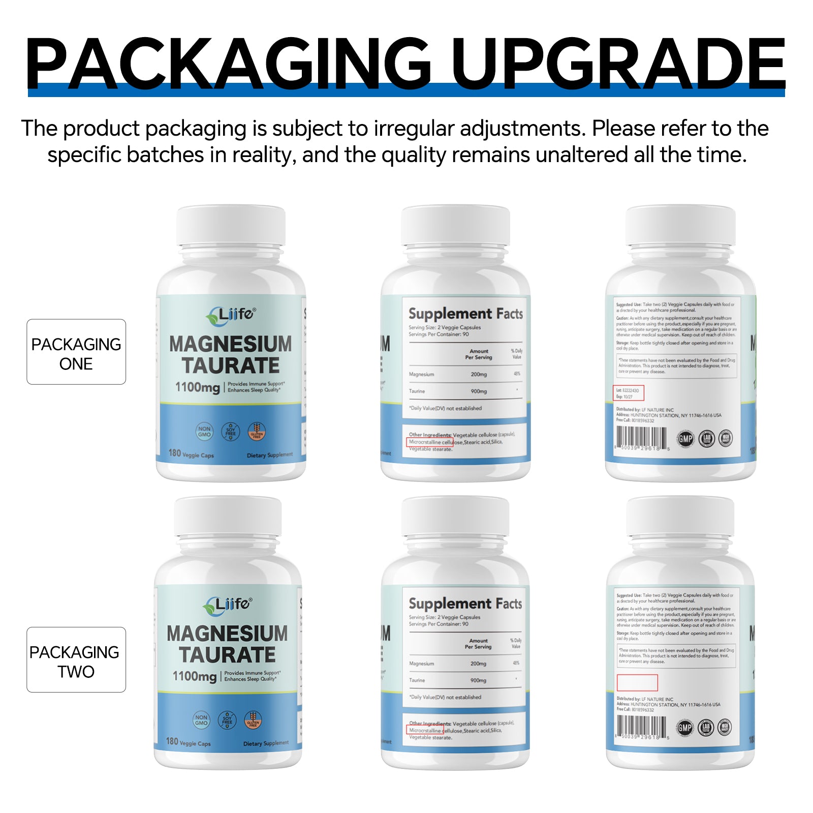 LIIFE Magnesium Taurate 1100mg -180 Vegetarian Capsules-200MG Elemental Magnesium Per Serving - Supports restful Sleep & Helps Maintain Healthy Muscle Function