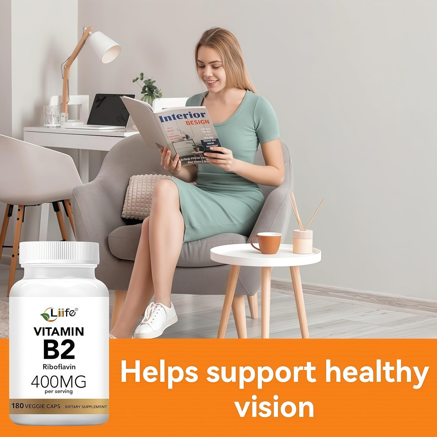 LIIFE High-Dose Vitamin B2 (Riboflavin) 400mg - 180 Vegan Capsules, Energy Metabolism & Mucous Membrane Support, Skin Health Supports Migraine Relief, Gluten-Free Non-GMO