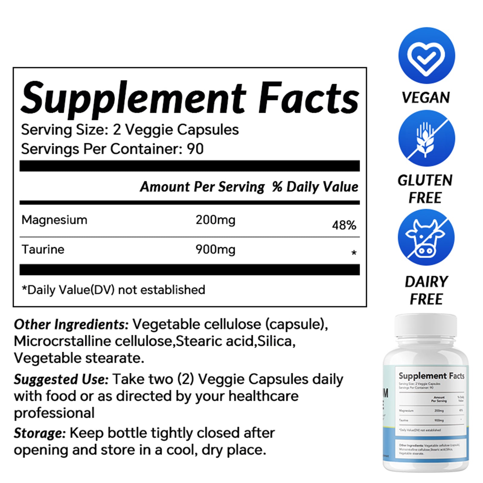 LIIFE Magnesium Taurate 1100mg -180 Vegetarian Capsules-200MG Elemental Magnesium Per Serving - Supports restful Sleep & Helps Maintain Healthy Muscle Function