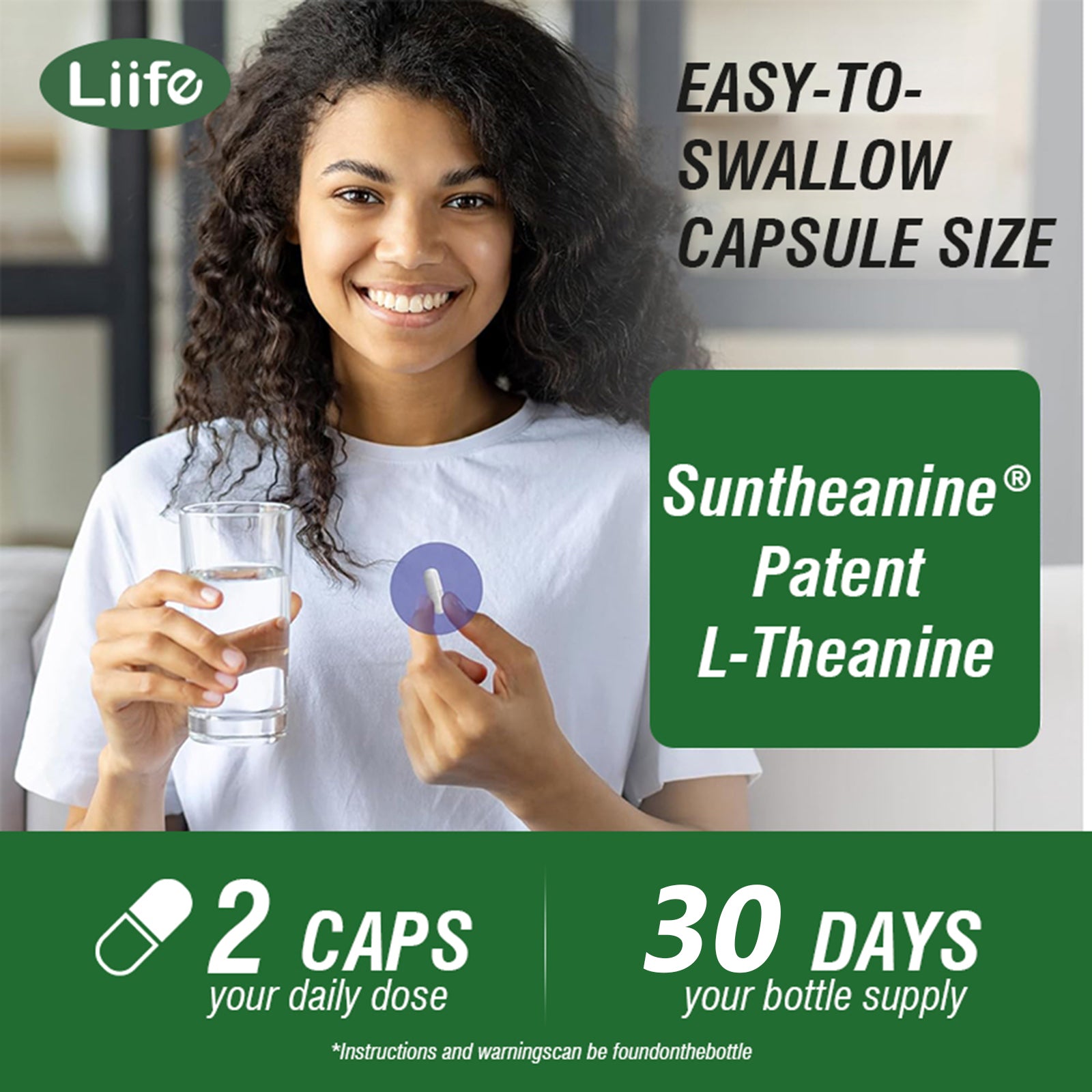 LIIFE L-Theanine (Suntheanine®) with GABA– 60 Veggie Capsules Support with Magnesium & Black Pepper for a Healthy Stress Response, Relaxation, and Focus Increases Brain Alpha-Wave Production*