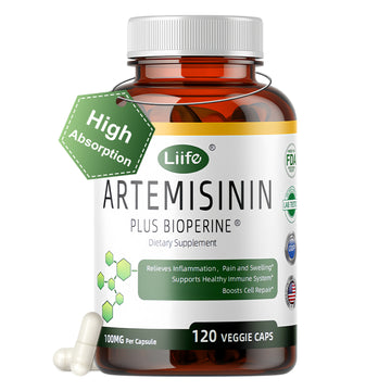 LIIFE Artemisinin (from Sweet Wormwood) with Bioperine, 100mg — Supports Immune System, Cellular Health, and Enhanced Absorption, Non-GMO, 120 Vegetarian Capsules