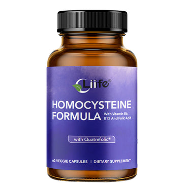 LIIFE Homocysteine Formula – Quatrefolic, B6/B12/Betaine | 60 Veggie Caps, Homocysteine Metabolism & Methylation Heart Health Support