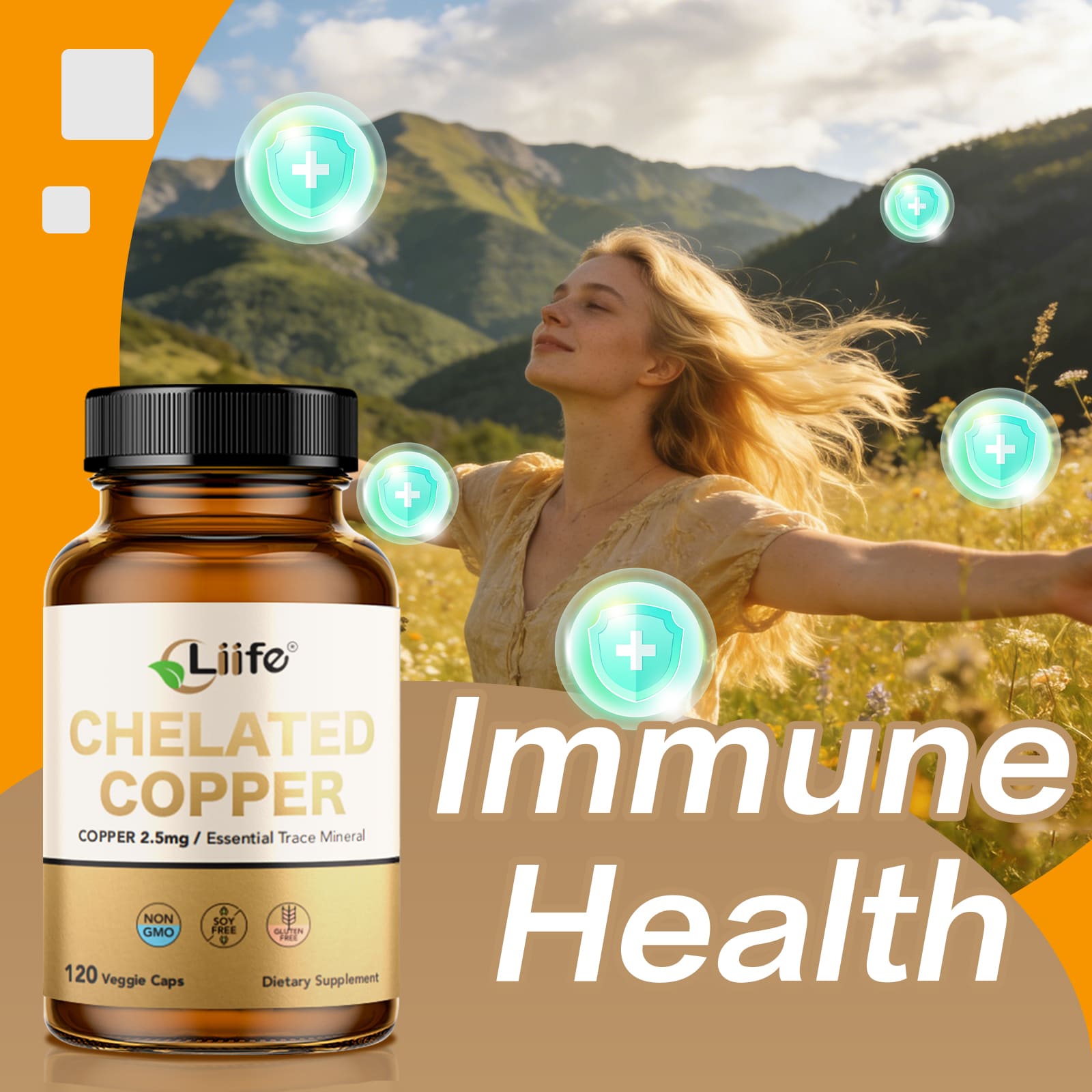LIIFE Albion Chelated Copper 2.5mg, Copper Supplements, Supporting Red Blood Cells, Collagen, and Energy Production, 120 Veggie Capsules